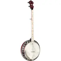Ortega Falcon Series 5-string Banjo Transparent Fire Red elektrisch-akoestische banjo met gigbag