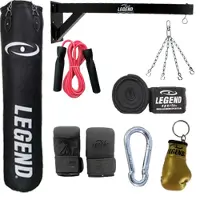 Legend Sports Bokszak Zwart Bisonyl / Muurbeugel Complete Set diverse maten