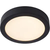 Lucide BRICE-LED - Plafonnière Badkamer - Ø 24 cm - LED Dimb. - 1x15W 3000K - IP44 - Zwart