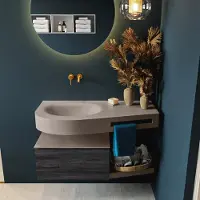 Mondiaz Riva badmeubel 100cm Antracite met 1 lade en wastafel links 0 kraangaten Smoke