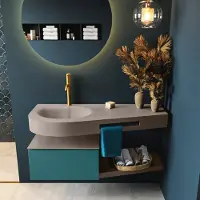 Mondiaz Riva badmeubel 120cm Smag met 1 lade en wastafel links 1 kraangat Smoke