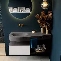 Mondiaz Riva badmeubel 120cm Talc met 1 lade en wastafel links 0 kraangaten Dark Grey