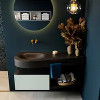 Mondiaz Riva badmeubel 120cm Greey met 1 lade en wastafel links 0 kraangaten Urban