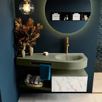 Mondiaz Riva badmeubel 120cm Carrara met 1 lade en wastafel rechts 1 kraangat Army