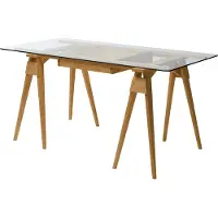Design House Stockholm Arco bureau eikenhout transparante lak, incl. lade, glazen blad