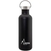 Laken RVS fles 1L Basic Steel Bottle Zwart - Steel Cap - - roestvrijstaal - waterfles - drinkfles