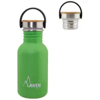 Laken RVS fles 0,5L Basic Steel Bottle Groen - Bamboo Cap - - roestvrijstaal - waterfles - drinkfles