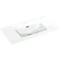 Linie Baro enkele wastafel Glanzend Witte porselein 80 x 46 cm