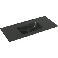 Linie Baro enkele wastafel Mat Zwarte porselein 100 x 46 cm