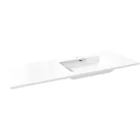 Storke Diva asymmetrisch rechtse wastafel glanzend composiet marmer 140 x 52 cm combinatie kast 35 cm