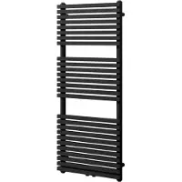VIPERA Vesuvio enkele handdoekradiator 50 x 120 cm centrale verwarming mat zwart zij- en middenaansluiting 872W