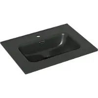 Linie Baro enkele wastafel Mat Zwarte porselein 60 x 46 cm