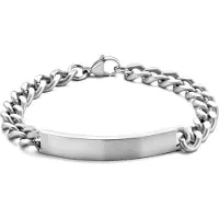 Frank 1967 7FB-0522 stalen Plaat Armband - Heren - 9,2 mm Breed - 21 cm lengte - Gourmette - Staal - Geborsteld - Zilverkleurig