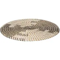 Atmosphera Secret de Gourmet Placemat rond riet set van 2 - Dia 35 cm - Onderlegger - Zwart met naturel