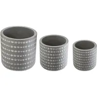 Atmosphera set van 3 bloempotten - Cache pot - Bloempot - Aardewerk - Grijs