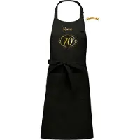 Kariban Naam cadeau - Hoera 70 - unisex keukenschort/barbecueschort - zwart - cadeau verjaardag - trouwdag - jubileum
