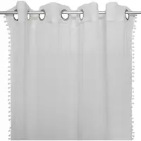 Atmosphera Kids Pom Pom Gordijn 140x240cm - Kant en klaar met ringen - Grijs met pom poms