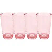 Eurotrail Set van 8x stuks onbreekbare kunststof camping/picknick water glazen/drinkglazen rood 400 ml - polycarbonaatglas