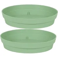 Eda Bloempot onderschaal Toscane - 3x stuks - kunststof - groen - D23 cm - opvangschalen