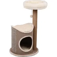 Flamingo Krabton voor katten – Krabton met Krabpaal George Beige & Naturel & Lichtbruin L – 68x49x90 cm – luxe krabmeubel met 2 verdiepingen en extra krabpaal –