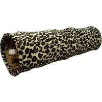Flamingo Kattentunnel – Leopard katten tunnel met bal – 90x25cm – opvouwbaar met 3 ingangen en knispergeluid