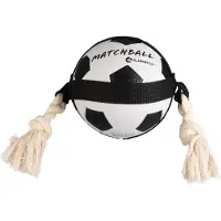 Flamingo Hondenspeelgoed – Matchball voetbal met touw – hondenspeelgoed – hondentouw – hond bal – honden bal – 38 cm – wit/zwart