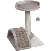Flamingo Krabpaal – Charlton – krabpaal kat – krabmeubel met speeltje en ligplateau – jute krabtouw – 40x41x45 cm – lichtbeige & lichtgrijs