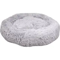 Flamingo Hondenmand – Donut Hondenmand – Kattenmand – Ronde Pluche Mand met Antislip – Mand Krems Lichtgrijs – Ø70 cm
