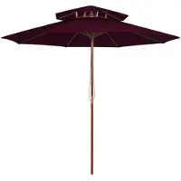vidaXL Parasol dubbeldekker met houten paal 270 cm bordeauxrood