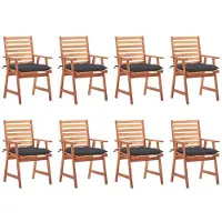vidaXL Tuinstoelen 8 st met kussens massief acaciahout
