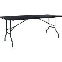 vidaXL Tuintafel inklapbaar 180x75x72 cm HDPE en kunstrattan zwart