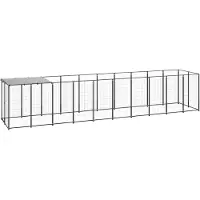 vidaXL Hondenkennel 6,05 m² staal zwart