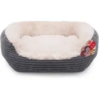 Rosewood hondenmand ovaal jumbo cord pluche grijs / creme 81,5 cm