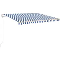 vidaXL Luifel automatisch uittrekbaar 400x350 cm blauw en wit