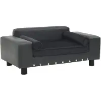 vidaXL Hondenbank 81x43x31 cm pluche en kunstleer donkergrijs