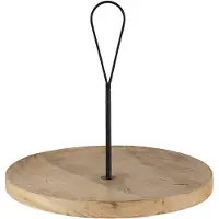 Clayre & Eef Decoratief Dienblad Ø 40*37 Cm Bruin Hout / Ijzer