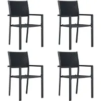 vidaXL Tuinstoel 4 st rattan-look kunststof zwart