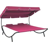 vidaXL Loungebed met luifel en kussens roze