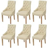 vidaXL Eetkamerstoelen 6 stuks crème stof en eikenhout online kopen