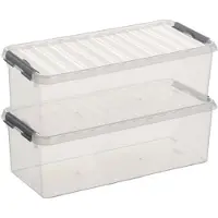 Sunware 2x Kunststof stapelbare opbergbak 9,5 liter 48,5 x 19 x 14,7 cm - Opbergbox