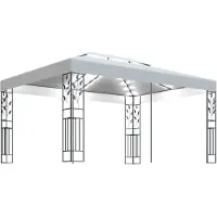 vidaXL Paviljoen met dubbel dak en LED-lichtketting, 3x4 meter, wit