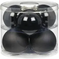 Merkloos Inge Christmas Grote kerstballen - 6x - zwart - 10 cm - glas - Kerstbal