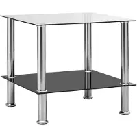 vidaXL Bijzettafel 45x50x45 cm gehard glas transparant