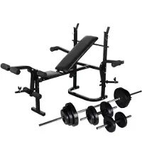 vidaXL Gewichtenbank met gewichtenrek en halterset 30,5 kg