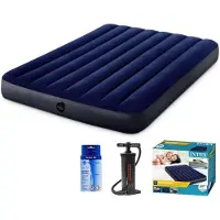 Intex Classic Dura-Beam - Opblaasbaar luchtbed - Geschikt voor 2 personen - Met reparatieset en handpomp - 203x152x25 cm - PVC - Blauw
