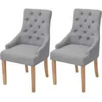 vidaXL Eetkamerstoelen 2 stuks eikenhout en stof lichtgrijs online kopen
