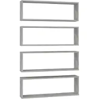 vidaXL Wandschappen kubus 4 st 80x15x26,5 cm bewerkt hout betongrijs