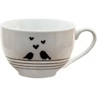 Clayre & Eef Witte Kop en schotel 12*9*7 / Ø 14*2 cm / 220 ml LBSKS