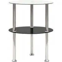 vidaXL Bijzettafel 2-laags 38 cm gehard glas transparant en zwart