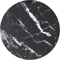 Super Merchant Tafelblad Ø80x1 cm gehard glas met marmeren design zwart
